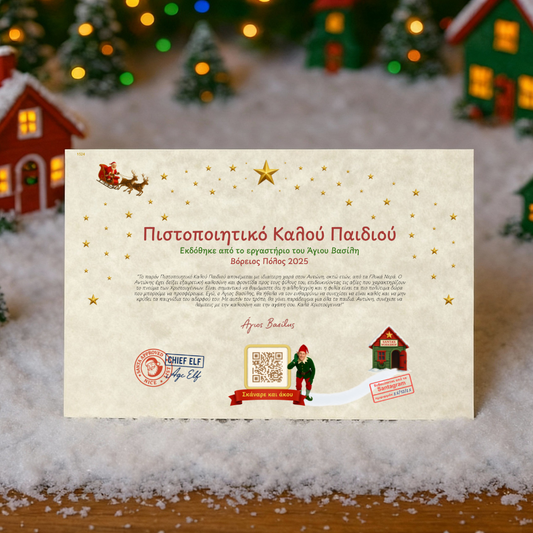 Πιστοποιητικό Καλού Παιδιού με QR Αφήγησης από τον Άγιο Βασίλη