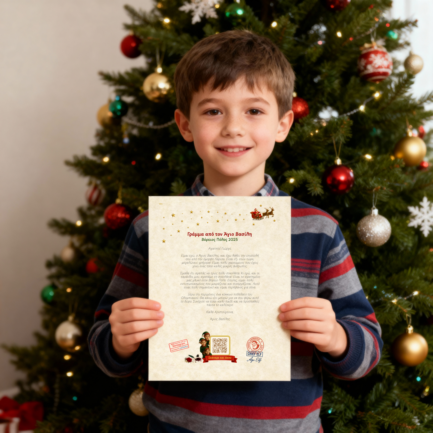 Προσωποποιημένο Γράμμα με QR Βίντεο από τον Άγιο Βασίλη (Digital)